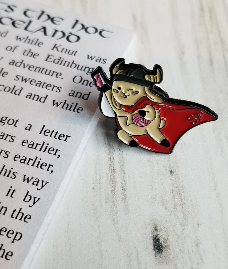 Knut the Flying Knitter Enamel Pin