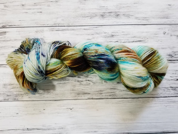 Pumice Single Ply Fingering Weight Yarn - Speckled Dioptase