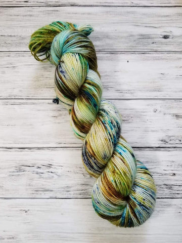 Mica Sparkle Fingering Yarn - Speckled Dioptase