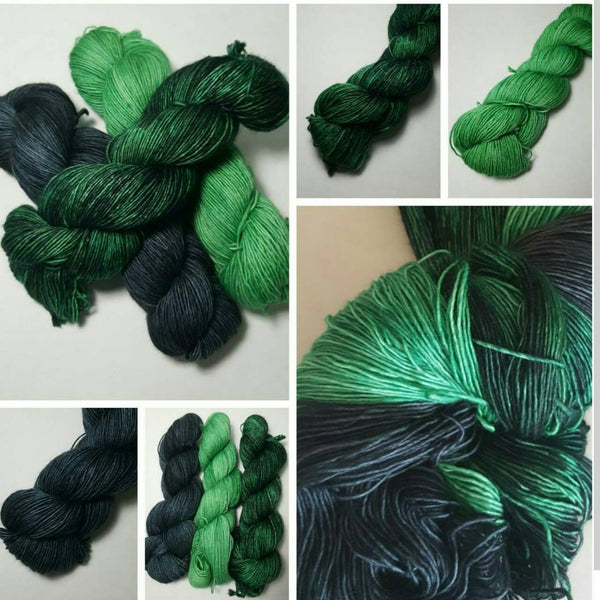 Pumice Single Ply Fingering Weight Yarn - Malachite