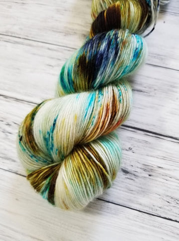 Pumice Single Ply Fingering Weight Yarn - Speckled Dioptase