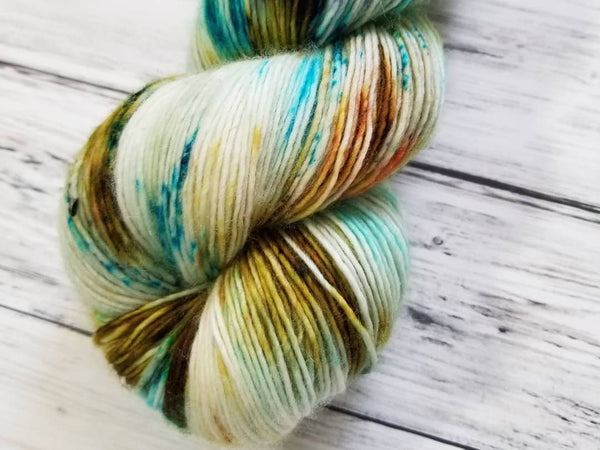 Pumice Single Ply Fingering Weight Yarn - Speckled Dioptase