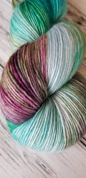 Pumice Single Ply Fingering Weight Yarn - Peacock Agate