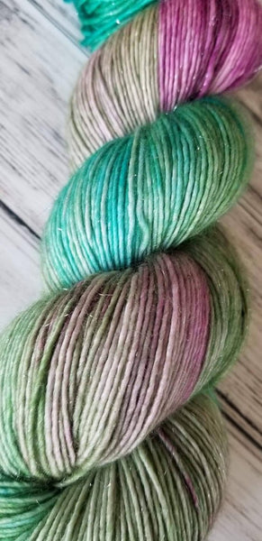 Muscovite Single Ply Sparkle Fingering Weight Yarn - Peacock Agate